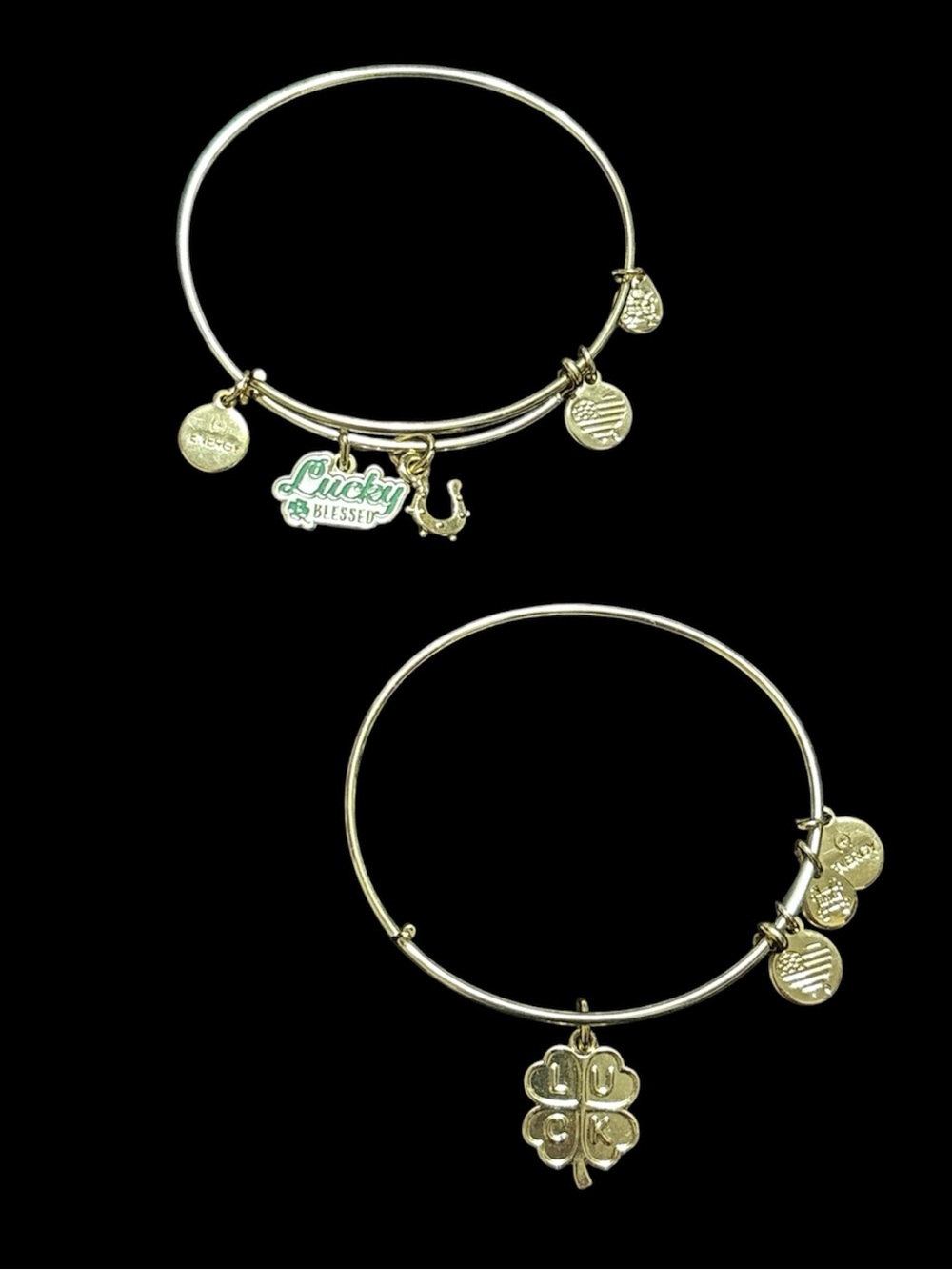 Alex and Ani Gold-Tone 'Lucky' Charm Bangle Bracelets